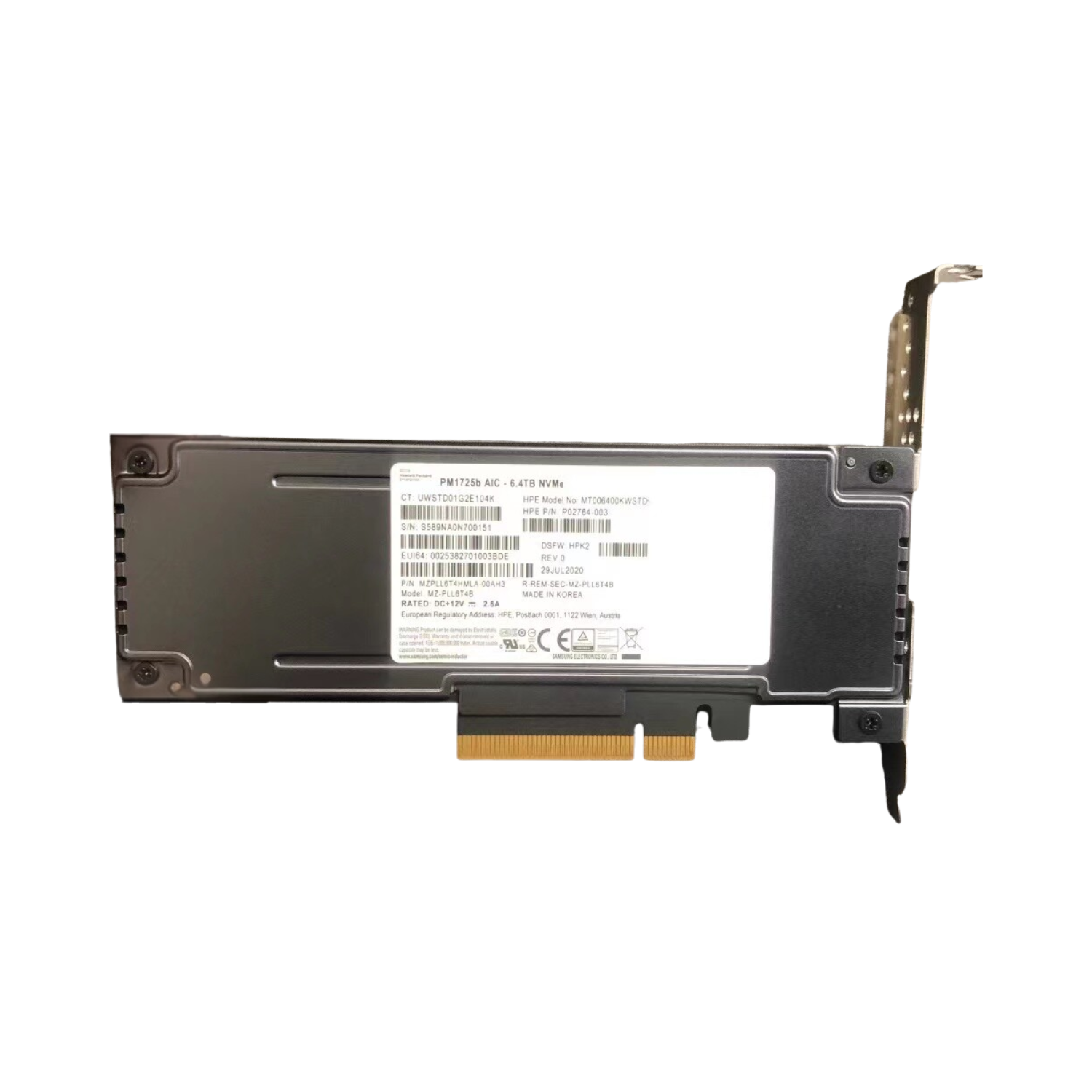 Samsung PM1725B Enterprise NVMe PCIe SSD (U.2 / HHHL, Gen3 x8, High-Endurance Data Center Drive)